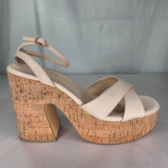 NWT Madden Girl RIIO Womens Canvas Ankle Strap Block Heel Sandals - Picture 3 of 8